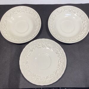 3 Vtg Wedgwood of Etruria & Barlaston England Queensware Embossed Saucer
